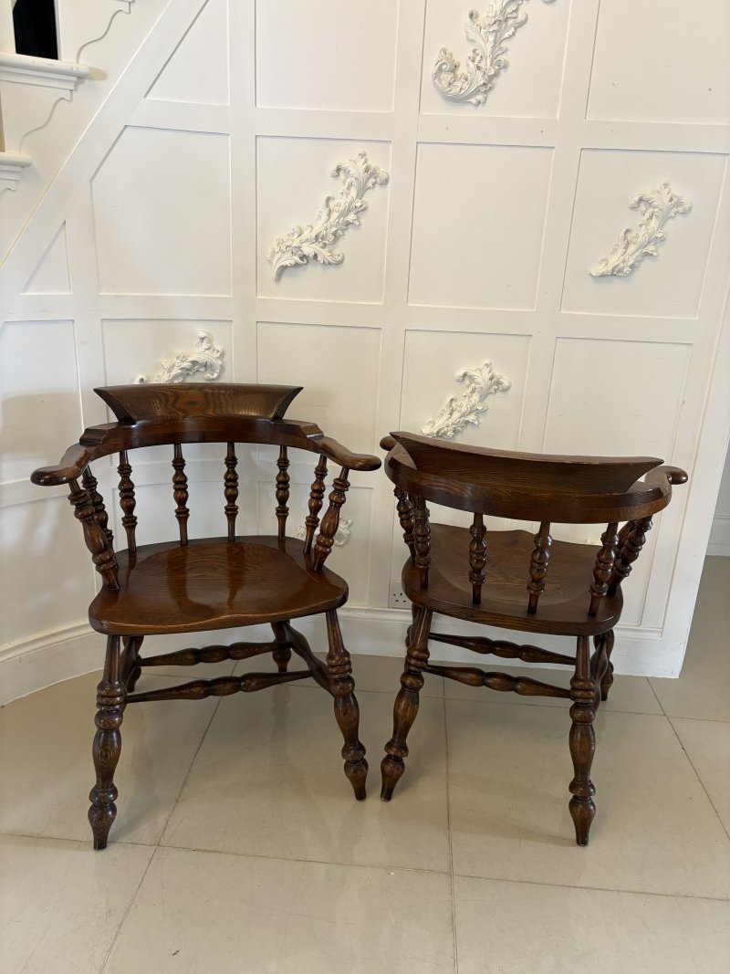 Fantastic Quality Large Pair Of Antique Victorian Smokers Bow Armchairs - Image 3